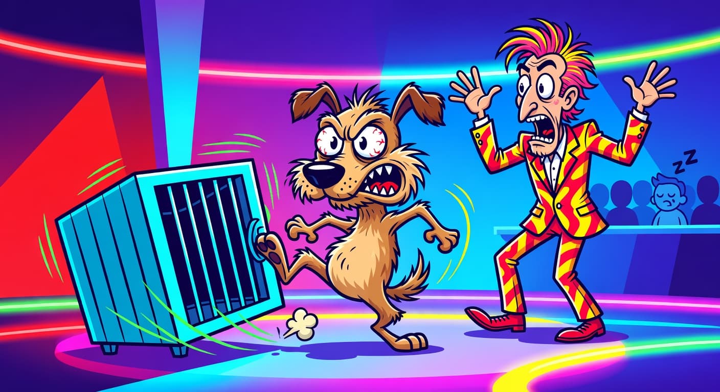 TMZ's 'Disturbing' Scoop: Celeb Dog Zepa Kicks the Kennel — Tech satirical illustration · SPICY tier · Roast Station editorial