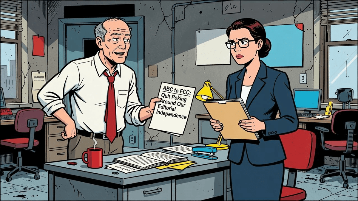 ABC to FCC: Quit Poking Around Our Editorial Independence — Politics satirical illustration by Roast Station