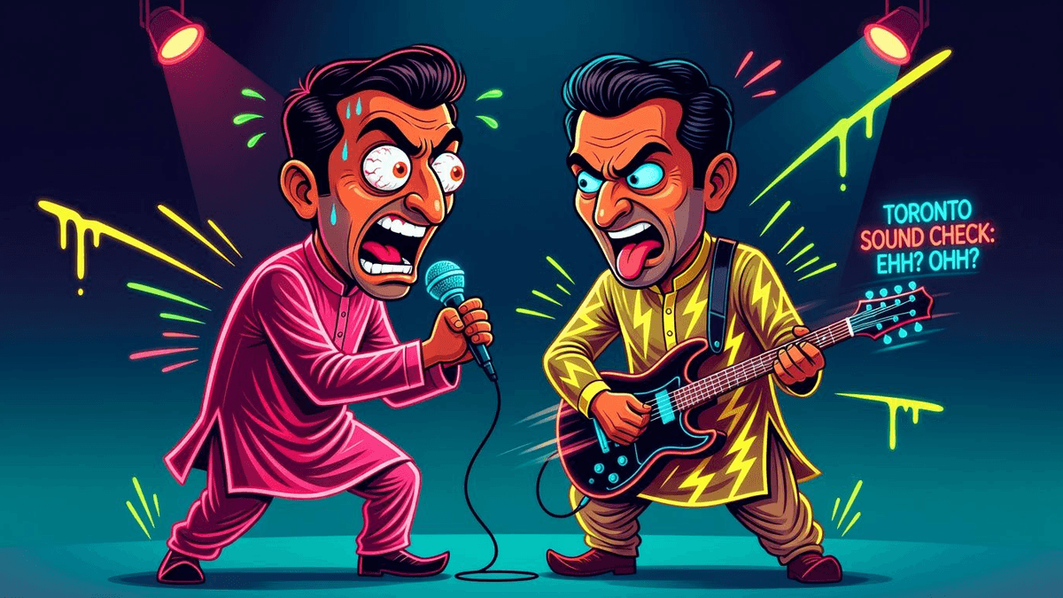 Absurdity Audit: Indo-Pak Singer Showdown in Toronto — Entertainment satirical illustration by Roast Station