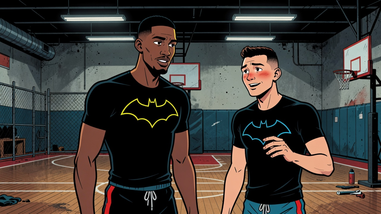 Adebayo Struck Herro in Vegas Practice Punch-Up — Sports satirical illustration · SPICY tier · Roast Station editorial