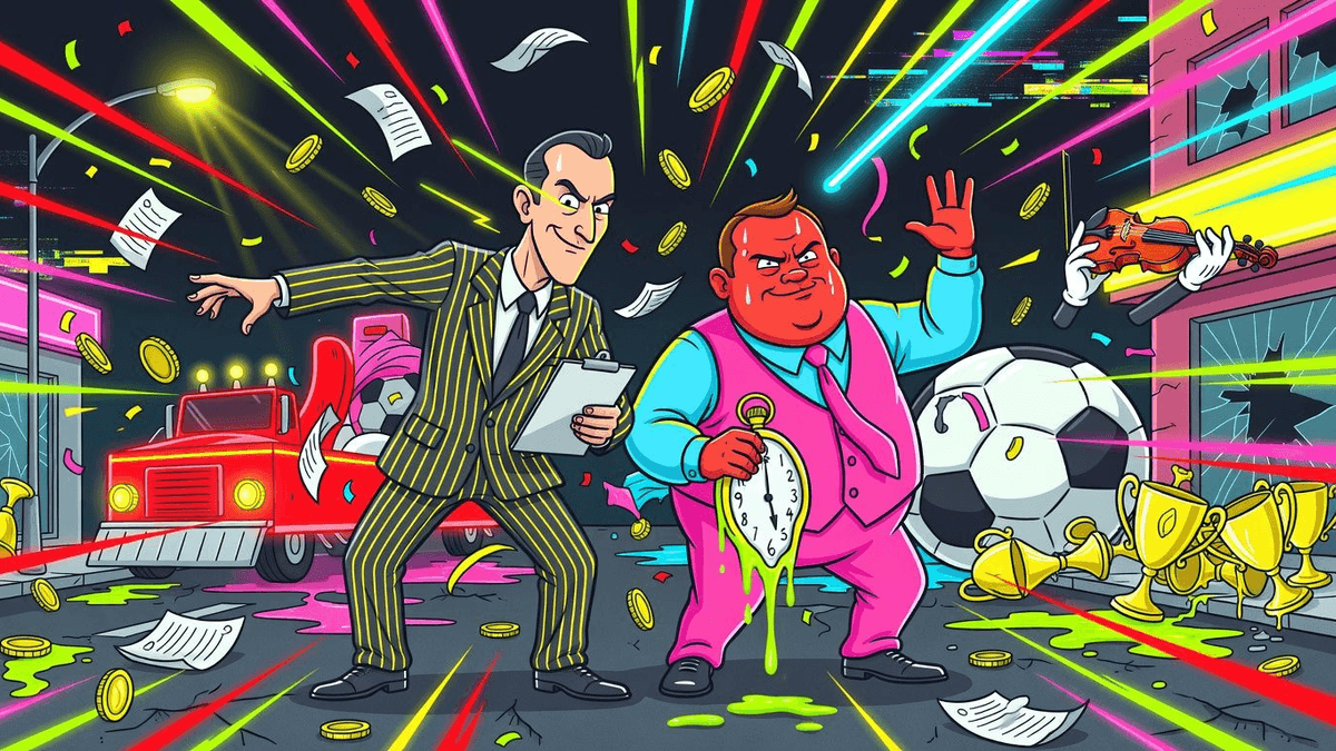 Arsenal Victory Parade Audit: Streets of Delayed Payoff — Sports satirical illustration · SPICY tier · Roast Station editorial