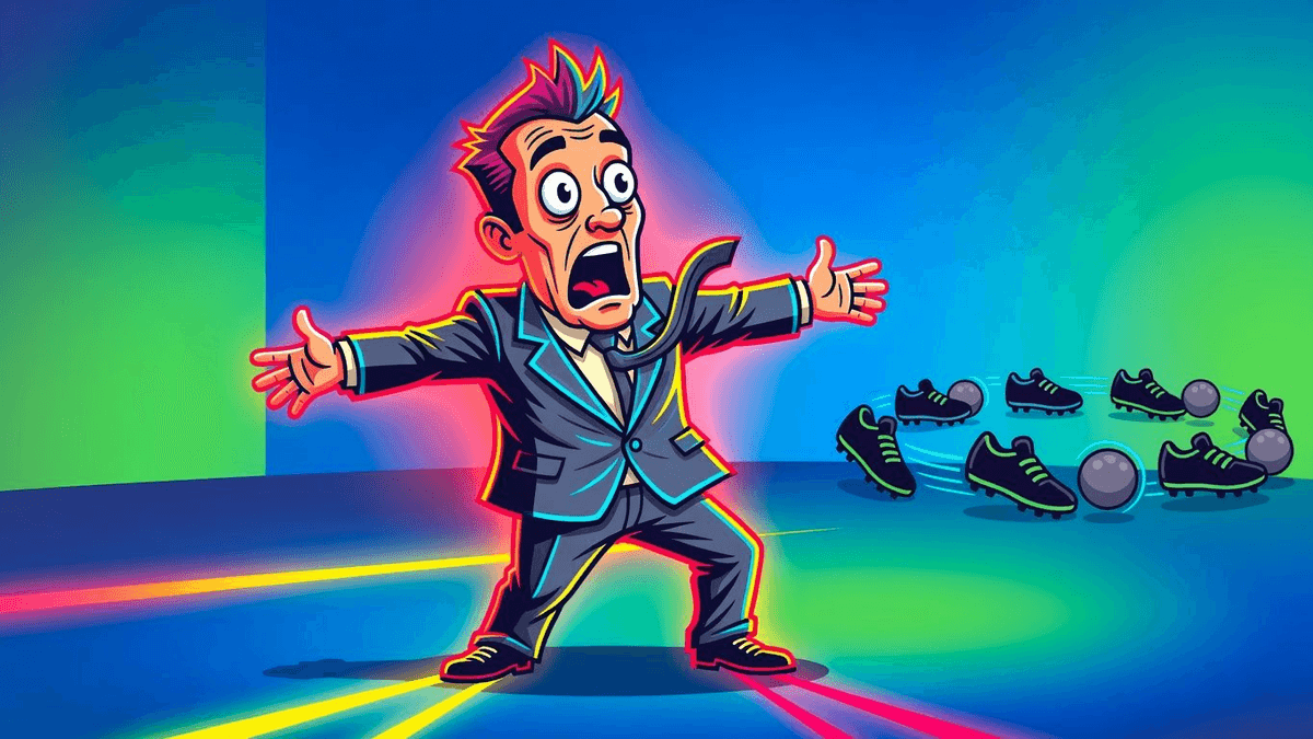 BBC Football Page: Eternal Loop of Booted Banality — Sports satirical illustration by Roast Station