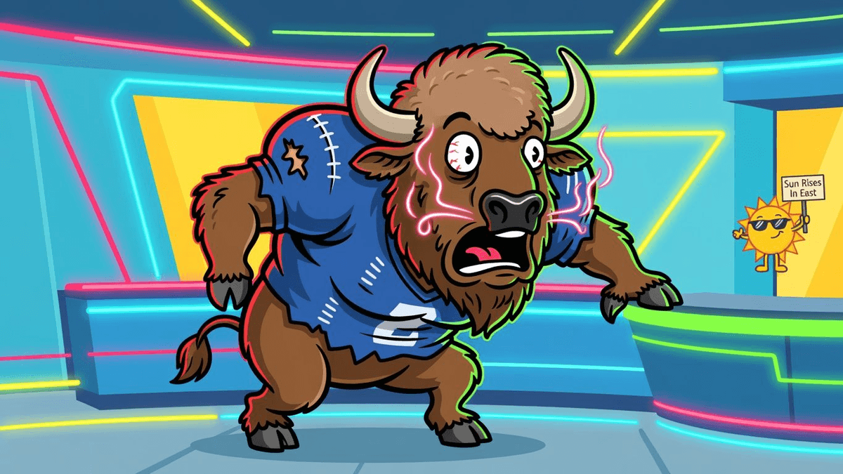 Buffalo Loses To Boston, Sun Rises In East — Sports satirical illustration by Roast Station