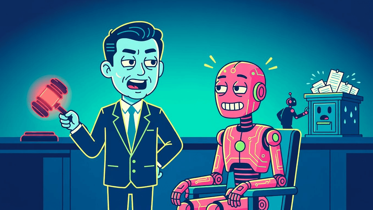 China Enlists Courts to Stop AI Job Displacement — Tech satirical illustration by Roast Station