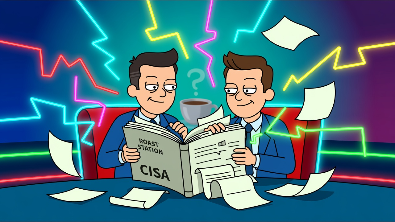 CISA Built Its Incident Playbook While the Incident Was Already Happening — Tech satirical illustration by Roast Station