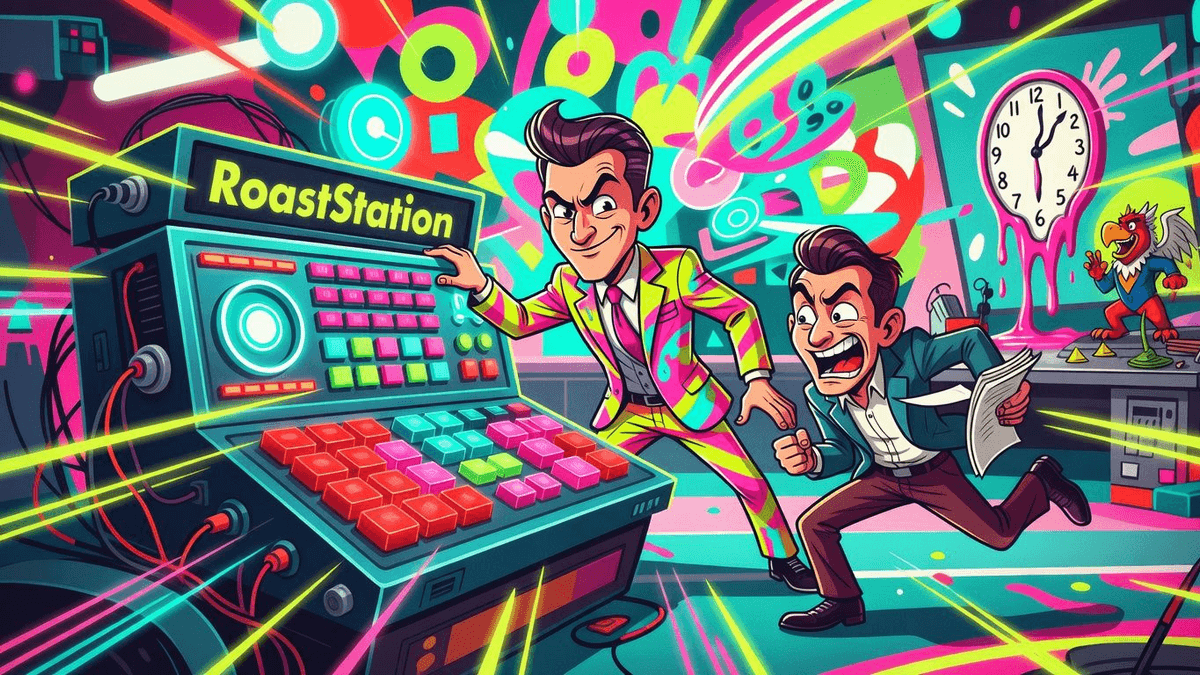 Clockwork's Rattlecreek Grab Exposes Warner Bros Hype Machine — Entertainment satirical illustration by Roast Station
