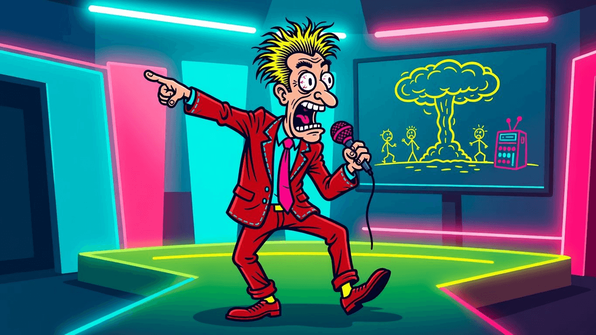 CNN Trending: Doomsday Karaoke Night? — Celebrities satirical illustration · SPICY tier · Roast Station editorial