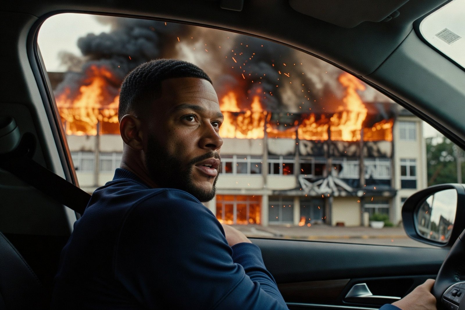 Depay Dropped a Don't Panic Video of Corinthians HQ on Fire — Sports satirical illustration · SPICY tier · Roast Station editorial