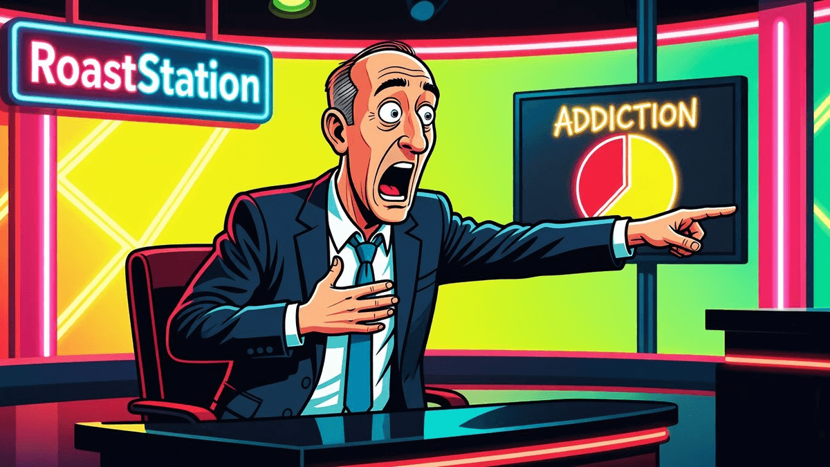 ESPN: Serving Addiction, Not Sports — Sports satirical illustration by Roast Station