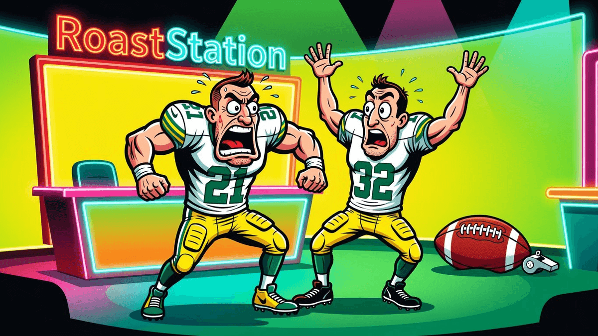 FOX NFL Highlights: Slow-Mo Circus of Grown Men Grunting — Sports satirical illustration by Roast Station