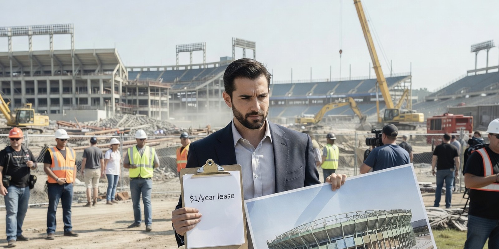 Harris Got RFK Land for a Dollar a Year — Sports satirical illustration by Roast Station