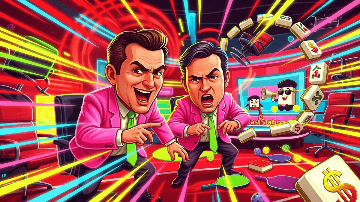 Hollywood Ditches Pickleball for $20K Mahjong Tiles — Entertainment satirical illustration by Roast Station