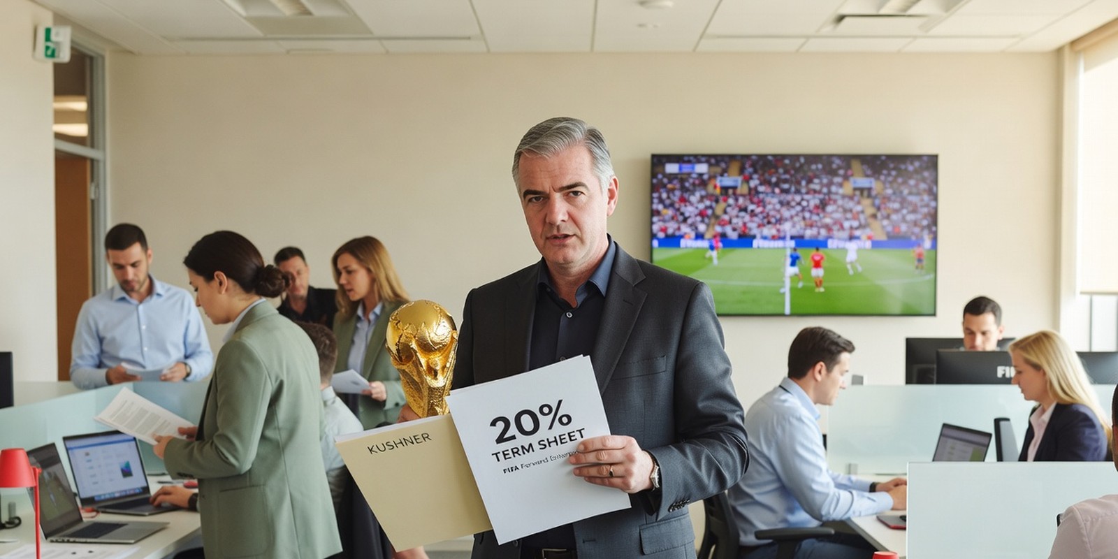 Infantino Tried to Sell 20 Percent of the World Cup — Sports satirical illustration by Roast Station