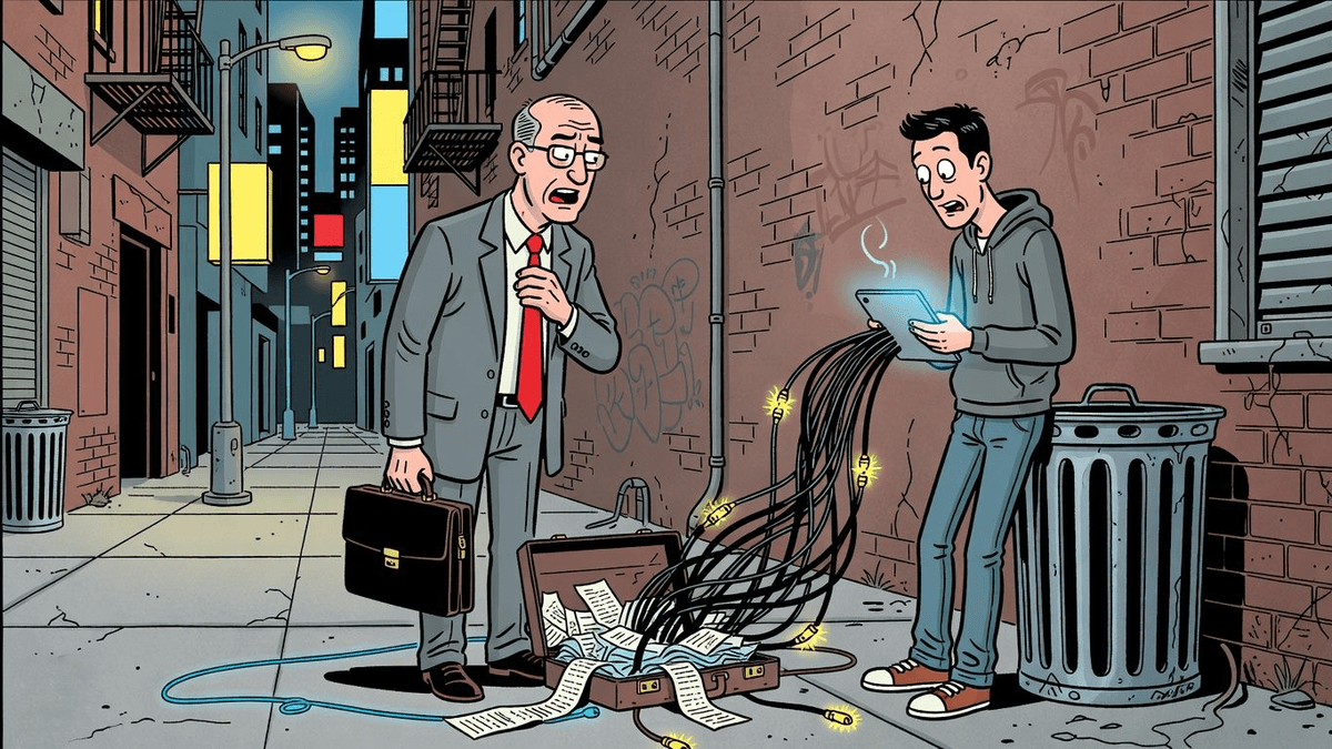 NextEra’s Dominion Buy: Data Hunger Meets Your Bill — Finance satirical illustration by Roast Station