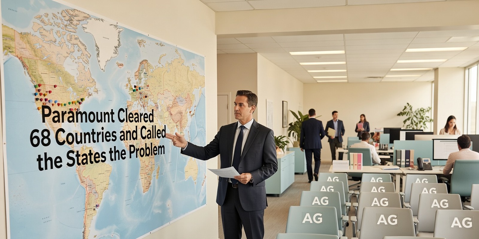 Paramount Cleared 68 Countries and Called the States the Problem — Entertainment satirical illustration by Roast Station