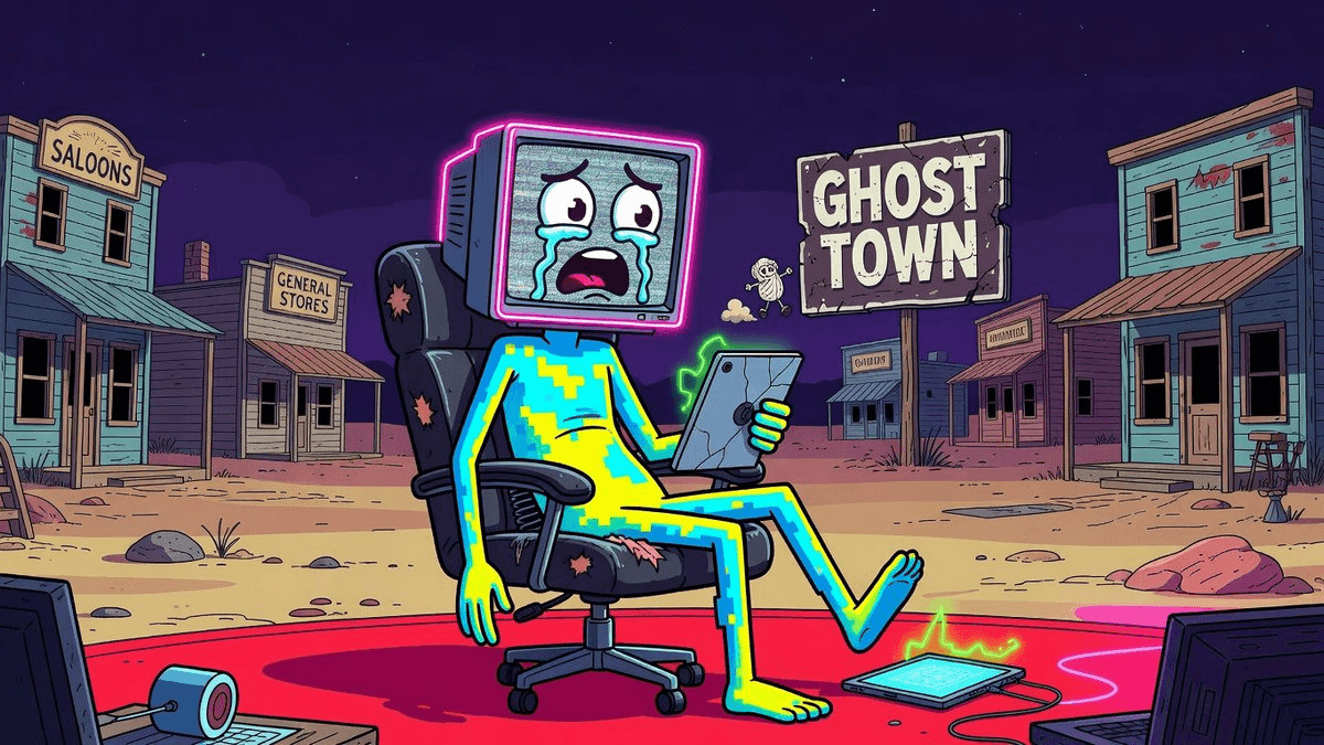 Sora: OpenAI's AI Video Fling Ends in Ghost Town — Tech satirical illustration by Roast Station