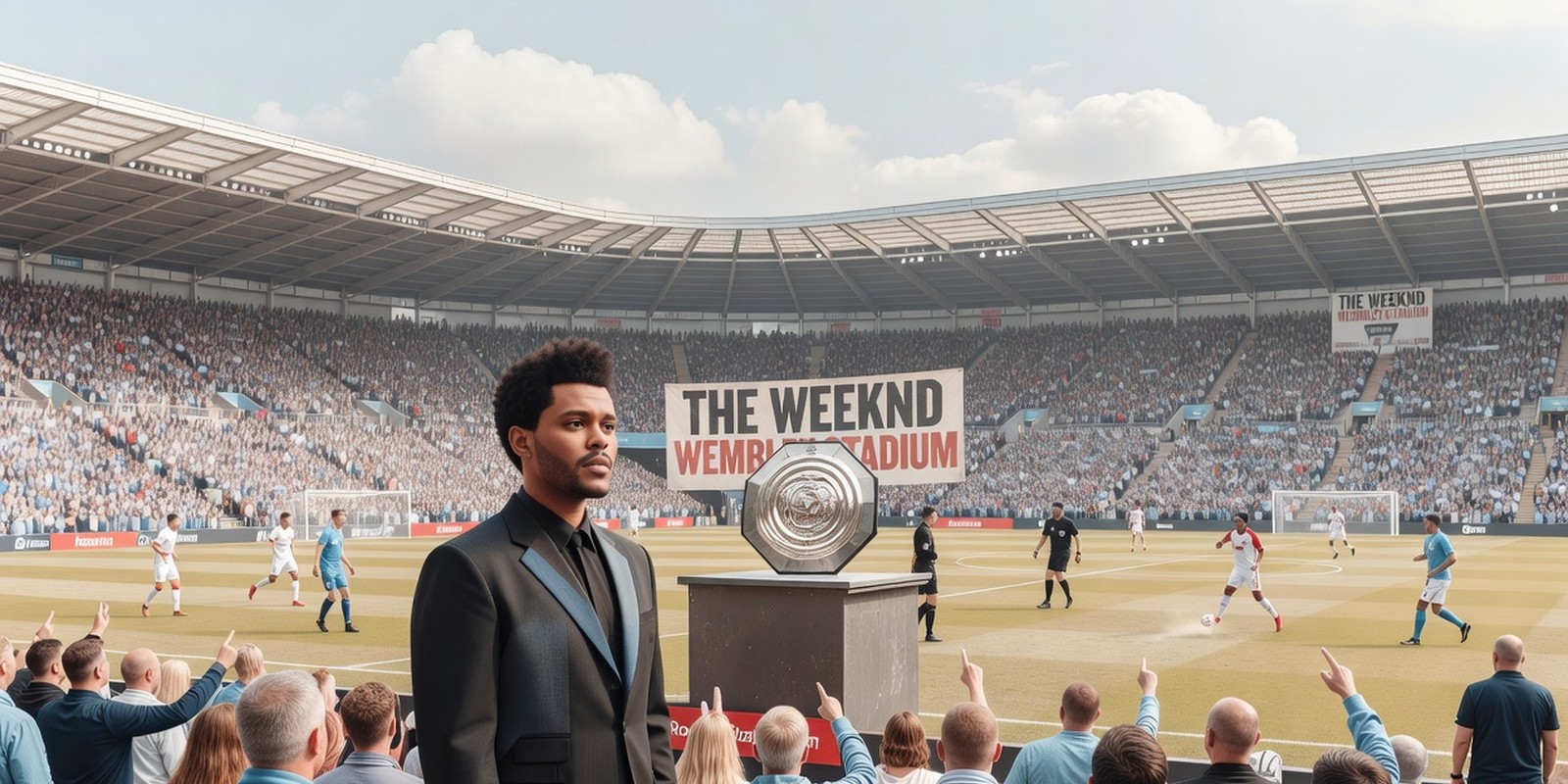 The FA Moved the Community Shield for The Weeknd — Sports satirical illustration by Roast Station