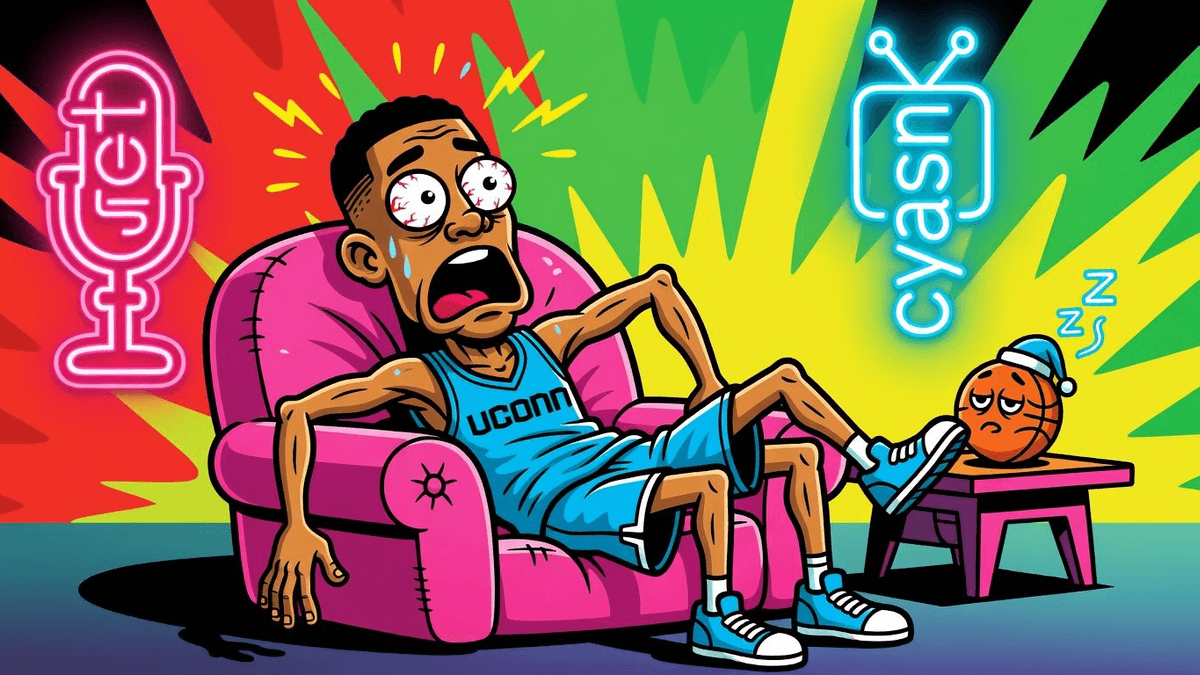 UConn's Big-Game Bonanza: March Snoozefest? — Sports satirical illustration by Roast Station