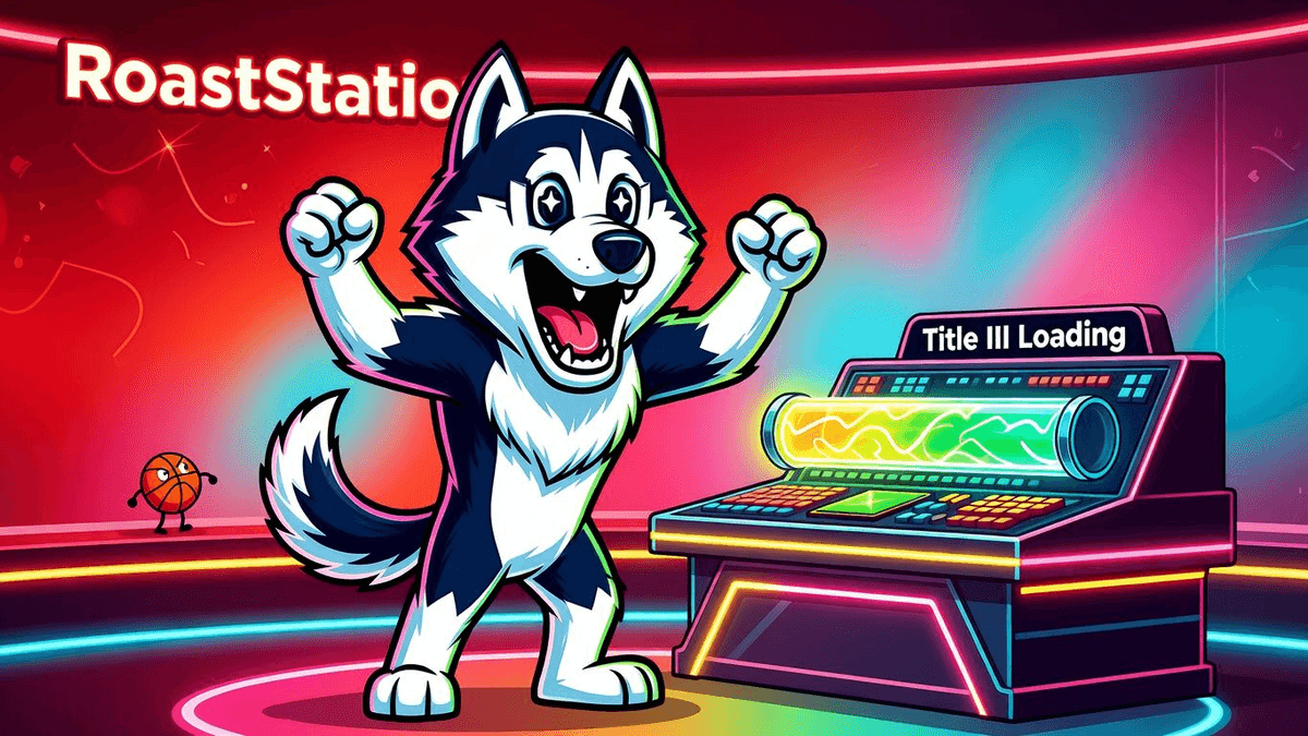 UConn's Big-Game Cheat Code: Title III Loading — Sports satirical illustration by Roast Station
