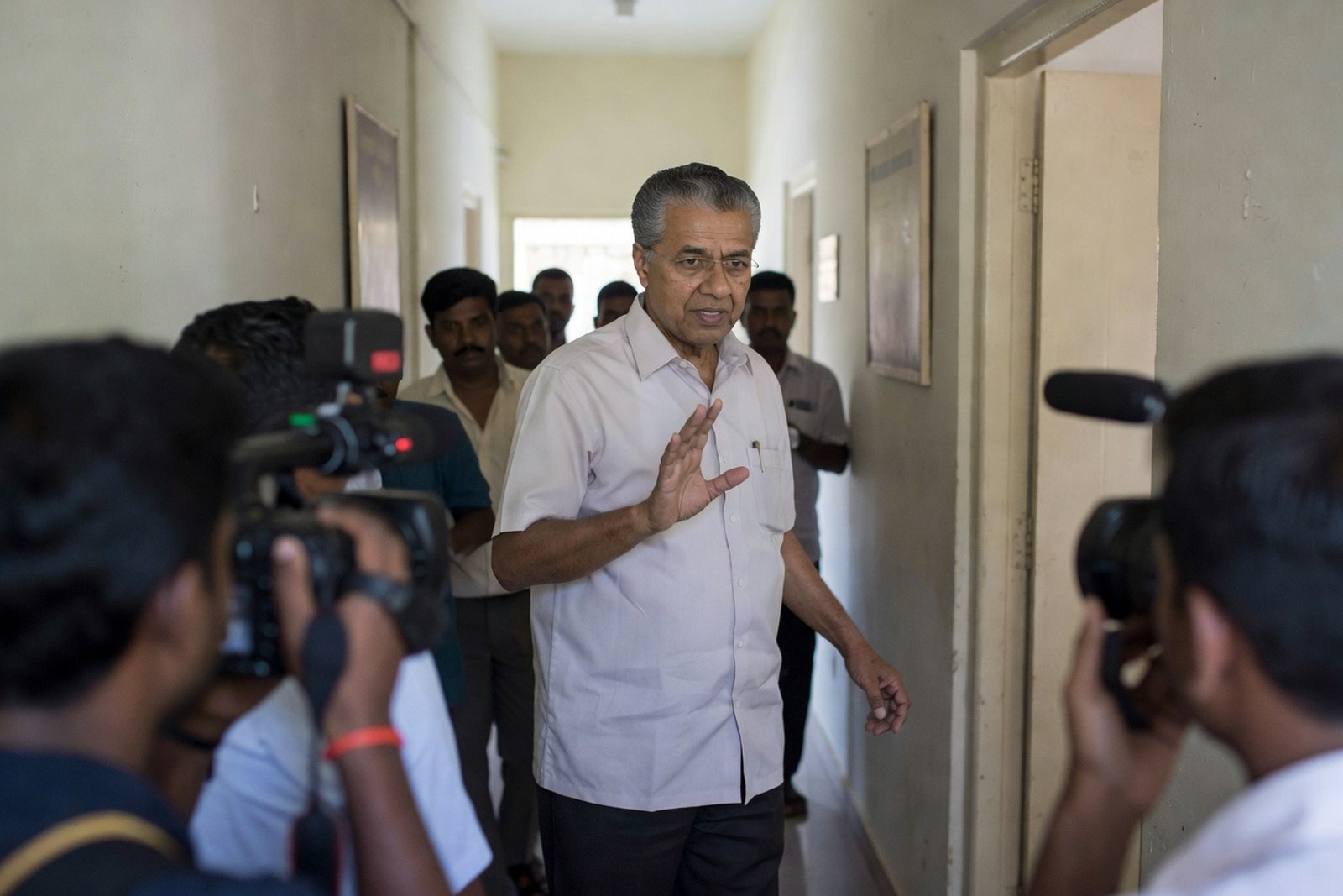 Vijayan Told Reporters to Get Out at Chengannur — Politics satirical illustration · MILD tier · Roast Station editorial