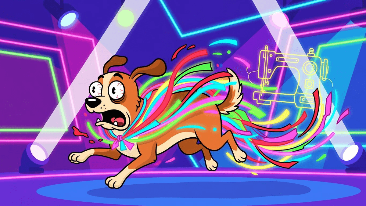Viral Dog Escape Saga: Total AI Fabric-A-Thon — Tech satirical illustration by Roast Station