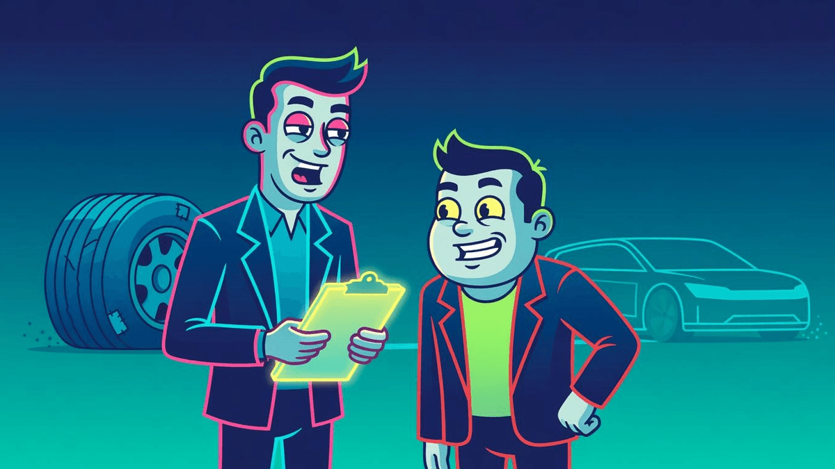 Volvo EV Audit Flags Ambitions That Never Left the Lot — Tech satirical illustration by Roast Station